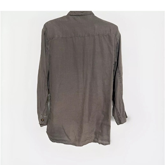 Wrap London Button Front Up Shirt Top Pockets Gray 100% Linen Size 6 US UK 10 - Picture 2 of 4